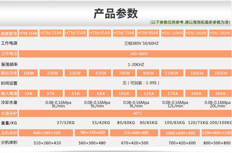 中频加热机参数表