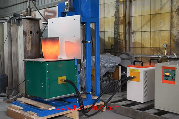 电动式升降中频熔炼炉视频 金银铜铁铝金属熔炼设备